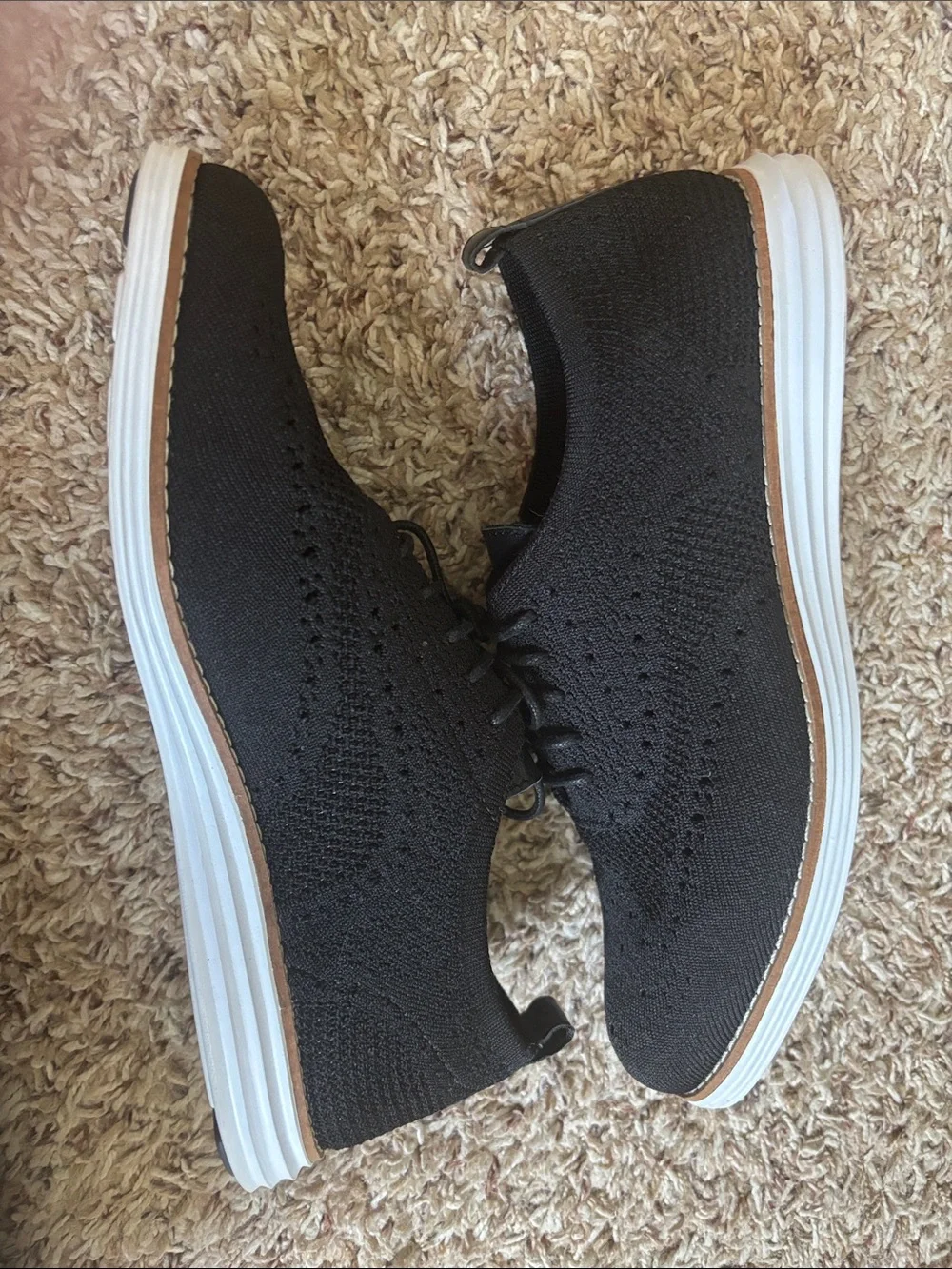 Cole Haan Black Knit Lace-Up Derby Oxfords